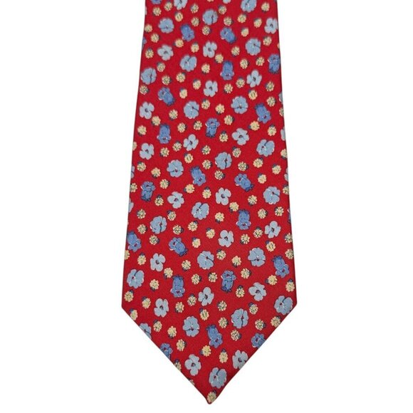 LAUREN RALPH LAUREN Red Floral Tie Designer Mens Silk Necktie Preppy Flowers - Picture 5 of 8